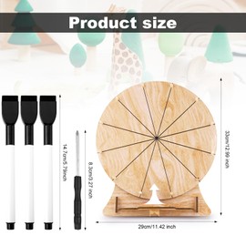 Gosknor 11.4 Inch Wood Wedding Game Spinning Wheel, Wooden Prize Wheel Spinner with Stand, Erasable Spin Wheel, Carnival Fortune Game Roulette Wheel, Tabletop Raffle Wheel for Wedding Engagement