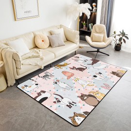 jejeloiu Cute Cats Rugs for Living Room Bedroom Indoor Rug Mats,Kawaii Kitten Cat Front Rug Durable Non-Slip Backing Mat Entrance Rug Inside Floor Mats Machine Washable