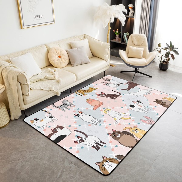jejeloiu Cute Cats Rugs for Living Room Bedroom Indoor Rug