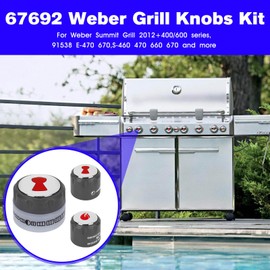 RO6G Upgrade Grill Knobs Kit 67692 Replacement Weber Summit 600 660 670 with 6 Main Burner Knob - 1 IR Knob - 1 Smoke and 1 Grill Burner Control Knob - 9 Pack