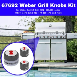 RO6G Upgrade Grill Knobs Kit 67692 Replacement Weber Summit 600 660 670 with 6 Main Burner Knob - 1 IR Knob - 1 Smoke and 1 Grill Burner Control Knob - 9 Pack