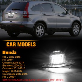 OZ-LAMPE Number Plate Light, 2 x LED Rear License Plate Lamps for Honda CR-V FIT Odyssey Elenment Crosstour Insight Civic Coupe HR-V, 2835 SMD with Canbus Error Free Waterproof Rear Lamps