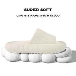 Calish Bathing Shoes Men Women Cozislides Original Slippers Cloudyzz Slippers Cloud Non-Slip Bath Slippers Summer Mules Bath Slippers Flip Flops Indoor/Outdoor, beige