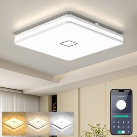 Airand 12.8 Inch Smart Ceiling Light, Dimmable LED Ceiling Light 3000K-5000K CCT with App Control, 24W 2050LM Square led Flush Mount Ceiling Lights for Living Room Bedroom