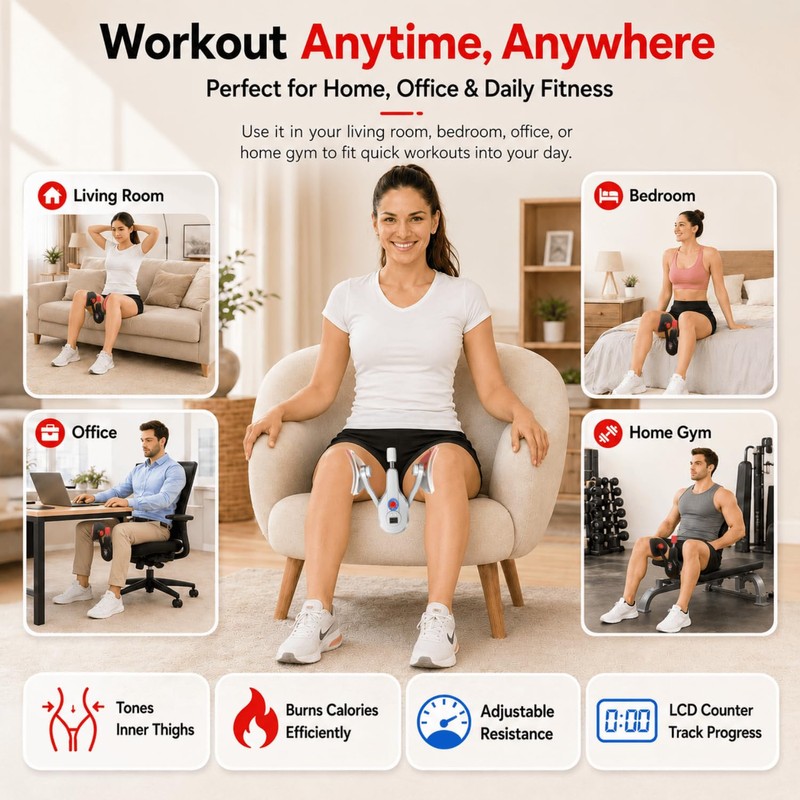 Thigh Exerciser & Pelvic Floor Trainer, 190 LB Adjustable Inner