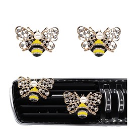 ORIESSE Bling Car Accessories,2pcs Yellow Alloy Bee Car Air Freshener Vent Clips for Women Car Decorations Car scents,Pretty Car Air Freshener Decor