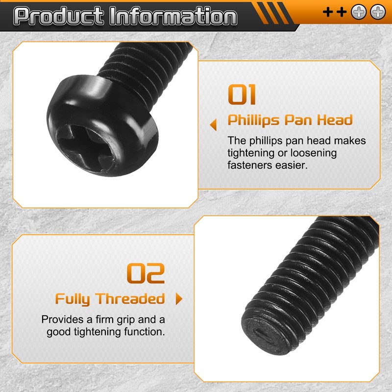 sourcing map 20Pcs M6x20mm Threaded Nylon Phillips Cross Pan Head