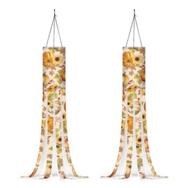 Eheartsgir Pumpkin Maple Leaf Sunflower Windsock Flag for Home Front Yard Balcony Patio Lawn Garden Tree Party Outdoor Hanging, Durable Wind Sock with Tails for Thanksgiving Decor