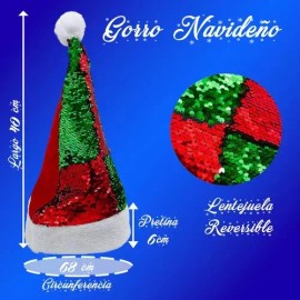 ML Gorro Navideño Lentejuela Reversible Santa Claus  Navidad