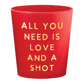 Slant Collections Valentine's Day Party Shot Glass 10-Count Reusable BPA-Free Plastic Frost Shot Cups, 2-Ounce, All You Need Is Love
