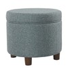 HomePop Round Tweed Storage Ottoman, Teal Tweed
