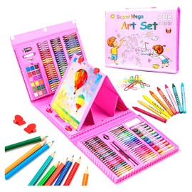 Art Supplies for Kids, 108-Piece Art Kit with Case, Art Set for Gift, Pink