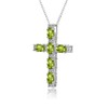 B. BRILLIANT Sterling Silver Peridot Oval-Cut Large Cross Necklace for
