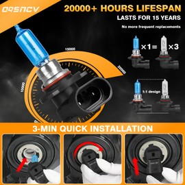 OQSNCV Fit for Hyundai Santa Fe 2019 2020 2021 2022 High Performance Halogen Headlight Bulbs, 9005 High Beam+ 9005 Low Beam Headlamp Replacement Bulbs Kit 100W 4200K, Pack of 4