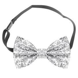 Sparkly Bow Tie for Men,Glitter Bow Tie Sparkling Sequin Bowtie and Adjustable Strap Buckle Shiny Glittering,for Men Bachelor Dance Hen Night Party Carnival Christmas Fancy Dress Stage Show(Silver)