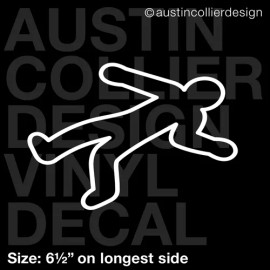AustinCollier Original Design 6.5" DEAD BODY OUTLINE vinyl decal car window laptop sticker - forensic csi