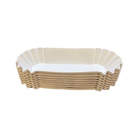 bark and lindy Paper Hot Dog Tray Heavy Weight Fluted White Paper 6" (50)