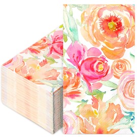FYSUIMU 100 Pcs Floral Guest Napkins Watercolor Flower Paper Napkin Disposable Dinner Hand Towel Napkin for Home Kitchen Bathroom Party Supplies