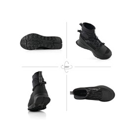 Motorcycle Shoes for Men Breathable Protective Reinforced Street Riding Shoe with Side Zipper Ankle Support Anti-Slip Sole Gear Pad Black