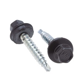 8 mm x 35 mm Roofing Screws, Hex Head Self-Drilling Multi-Color (RAL 8019 Grey Brown) Roof Screws with EPDM Sealed Washer, Rust Proof Zinc Plated Hardened Coarse Threads Screw for Outdoor Use