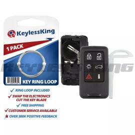 KeylessKing* Replacement 6b Key Fob Remote Shell Case for Volvo S60 S80 V60 V70 XC60 XC70