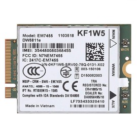 EM7455 Card, 4G LTE WWAN NGFF Module for Dell Latitude, 300 Mbps Max Download Speed, PCIe M.2 Form Factor