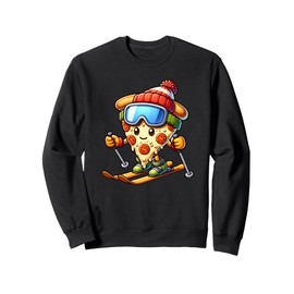 Kid's Ski Lesson Pizza Skier Skiing Sweatshirt