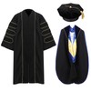 Erligo Unisex Deluxe Doctoral Graduation Gown and Doctoral Hood 8-Sided