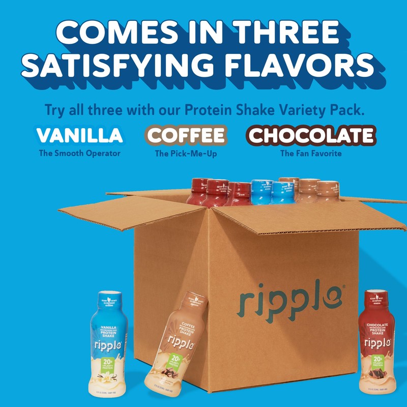 Ripple Plant Based Protein Shake Variety Pack | 20g of