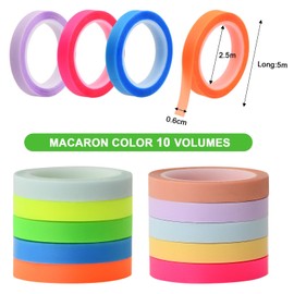 Dokeno 10 Rolls Highlighter Tape, 6 mm x 5 m Transparent Sticky Notes PET Highlighter Tape Sticky Notes Page Marker Stickers for Students Teachers Reading Notes Making in Class Home Office