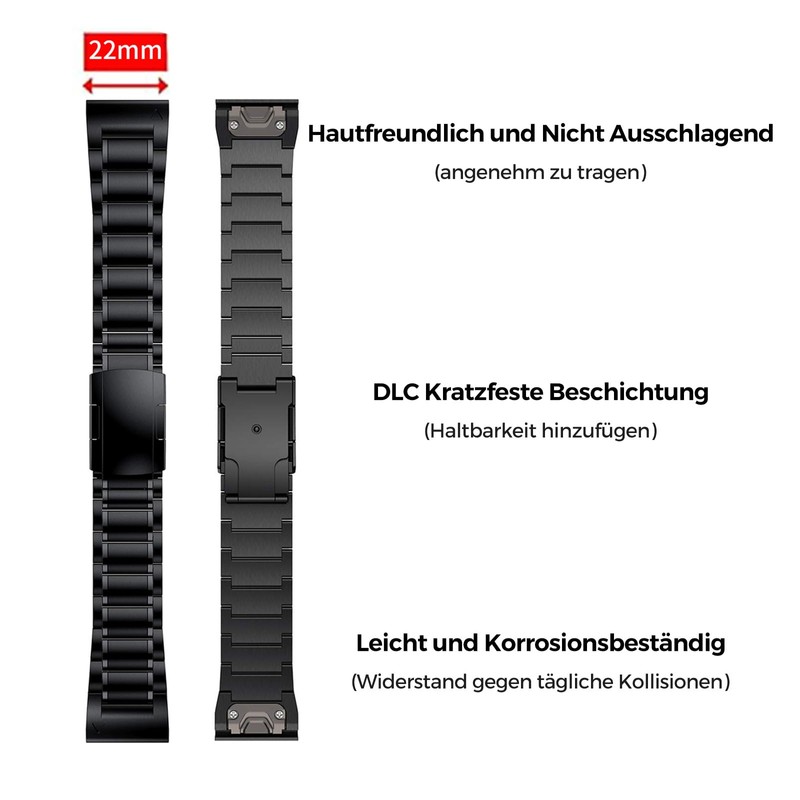 synsing Titanium Bracelet 22 mm Compatible with Fenix 8 47