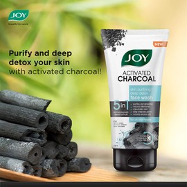 Joy Activated Charcoal Face Wash | Skin Purifying and Deep Detox | Fights Pollution, Blackheads, Whiteheads, Dark Spots, Acne and Pimples | Oil Control | Deep Pore Cleansing - Paraben Free -150 ml