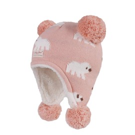 YAMEE Children's Baby Warm Winter Hat Boys Girls Toddler Earflap Beanie Knitted Hat Warm Autumn Winter Hat Cap Skull Cap with Ear Muffs (0-5 Years Old), 17D12*Pink