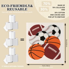 Spunspon 12 Packs Swedish Kitchen Dish Cloths - Reusable Paper Towels for Counters & Dishes - Eco Friendly Cellulose Sponge Cloth - Assorted (Sport)