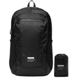 GASTON LUGA Mochila de Viaje Plegable Negro 21L Resistente al Agua Unisex Ligera