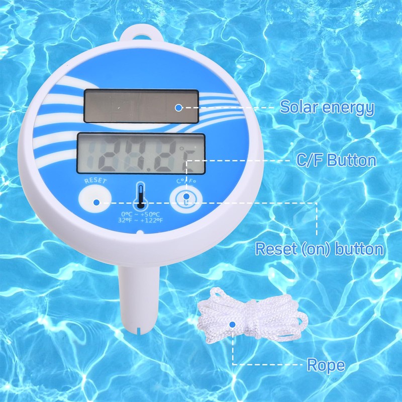 Volumoon Floating Thermometer, Solar Swimming Pool Water Temperature Display Tester,