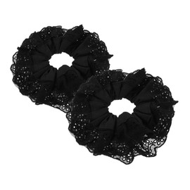 Minkissy 2pcs Large Lace Hair Scrunchies for Women and Girls No Damage Elastic Hair Ties Thick Decorative Accessories for Ponytails and Buns for Types