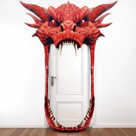 Dragon Birthday Party Decorations Dragon Door Banner Porch Sign for Boys Birthday Backdrop Hanging for Baby Shower Party Supplies Favors