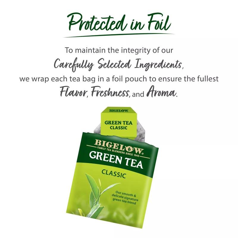 Bigelow Green Tea 120 Individually Wrapped Tea Bags Smooth Delicate