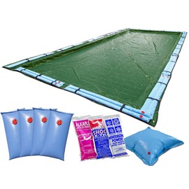 Buffalo Blizzard Ripstopper Green Winter Cover for 12-Foot-by-20-Foot Rectangle In-Ground or Above Ground Swimming Pools | 5-Foot Overlap | Winter Closing Kit Included