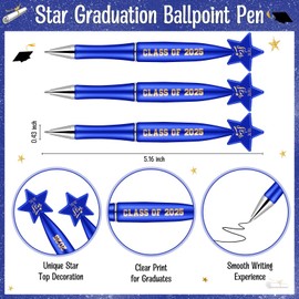 Sayglossy 20 Sets Graduation Gifts Bulk Class of 2025 Star Ballpoint Pens Graduation Cap Resin Duck Cheer up Card End of Year Party Favors for Guests Students(Blue)