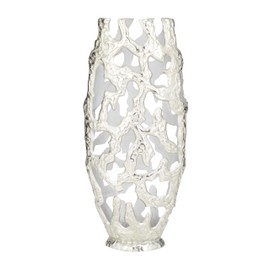 Deco 79 Aluminum Metal Decorative Vase Centerpiece Vase with Cut Out Designs, Vase for Home Decoration 9" x 5" x 20", Silver