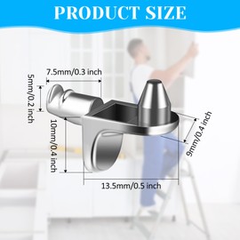 20Pcs L Shape Shelf Support Pegs, 5mm Nickel Plated Wardrobe Shelf Pins, Glass Furniture Holder Bracket, Heavy Duty Right Angle Clips Support, Metal Cabinet Studs for Shelf (Long L Shape)