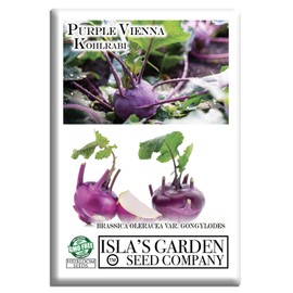 Purple Vienna Kohlrabi Seeds (Brassica oleracea var. gongylodes) – 300+ Non-GMO Heirloom Seeds by Isla’s Garden Seeds, Crisp & Mildly Sweet Bulbs,Fast-Growing & Nutritious,Perfect for Salads & Cooking