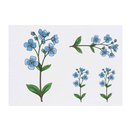 4 x 'Forget Me Nots' Temporary Tattoos - Water Resistant, Skin-Safe, Non-Toxic Transfers, Mixed Sizes (TO00076480)