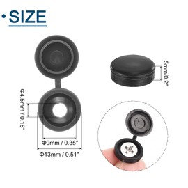 uxcell 100Pcs Screw Caps, 4.5mm/0.18" ID Screw Snap Covers Washer Flip, PVC Hinged Screw Cover Caps for Covering Screw Heads(Black)