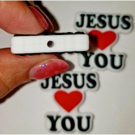 Silicone rubber Focal Beads DIY Beadable Pens Keychains JESUS LOVES YOU 3pc set