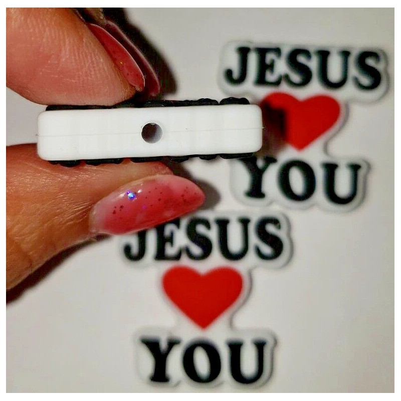 Silicone rubber Focal Beads DIY Beadable Pens Keychains JESUS LOVES