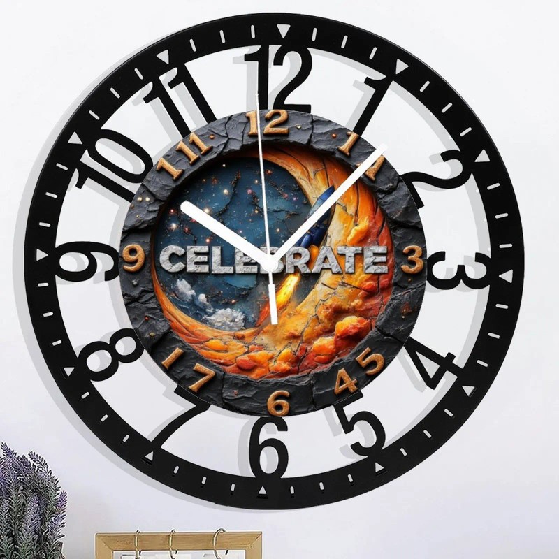 25cm Circular Iron Wall Clock with a Compass Navigation Iconsheet