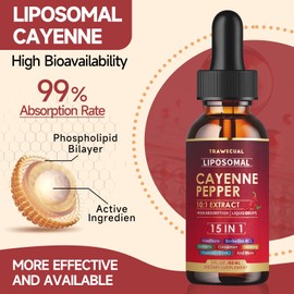 2 Pack Liposomal Cayenne Pepper Drops with 15 Natural Ingredients, Including Vitamin D3, K2, Hawthorn, Berberine, Beet Root & Turmeric – Supports Digestion & Circulatory Health – 2 Fl Oz for 2 Months